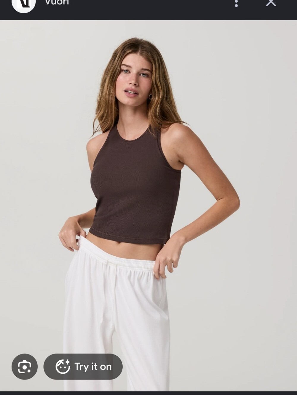 Vuori Women's Pose Plyo Green Ribbed Cropped Tank Top Size XL